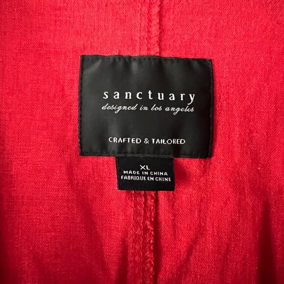 Sanctuary Women’s Red Oversized Blazer Jacket Linen Blend Size XL One Button Cas - Picture 2 of 3